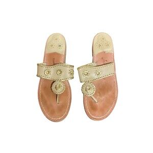 JACK ROGERS Gold NAVAJO Whipstitched Leather Shoes Sandals sz 8 Tan Gold